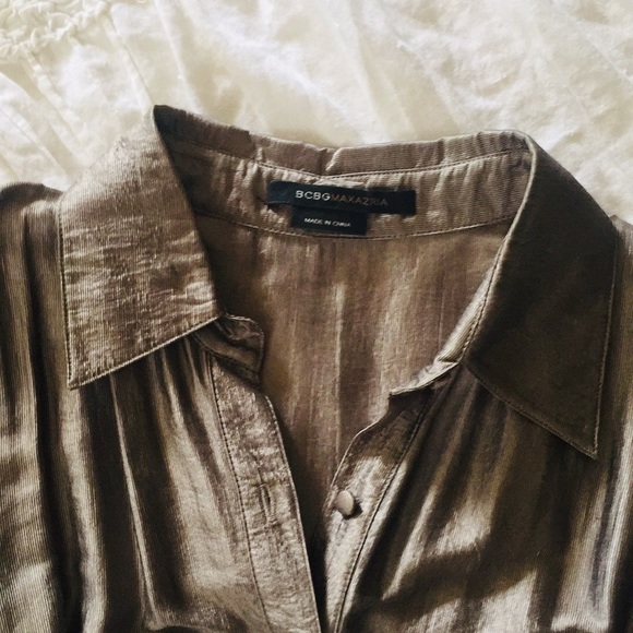 Metallic Silver BCBG Button Up Party Dress - Picture 3 of 8